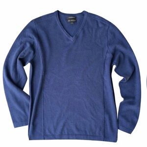 I.N.C International Concepts 100% Merino Wool Blue Women’s V-Neck Sweater. Sz L